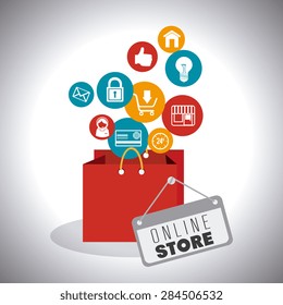 Shopping design over white background, vector illustration.