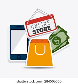 Shopping design over white background, vector illustration.