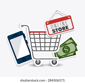 Shopping design over white background, vector illustration.