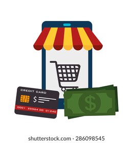 Shopping design over white background, vector illustration.