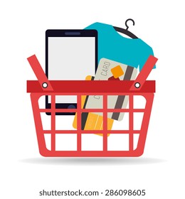 Shopping design over white background, vector illustration.