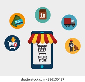 Shopping design over white background, vector illustration.