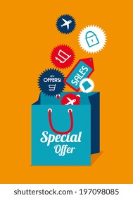 Shopping design over yellow background, vector illustration