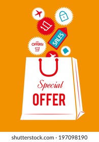 Shopping design over yellow background, vector illustration