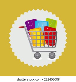 Shopping design over yellow background, vector illustration