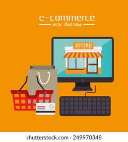 Shopping design over yellow background, vector illustration.