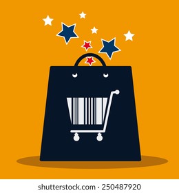 Shopping design over yellow background, vector illustration.