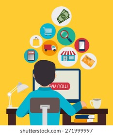 Shopping design over yellow background, vector illustration.