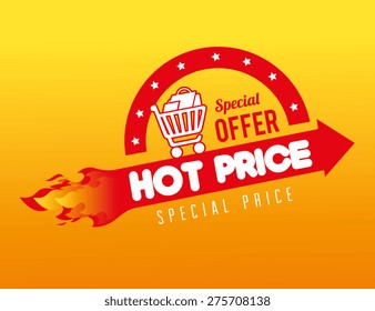 Shopping design over yellow background, vector illustration.