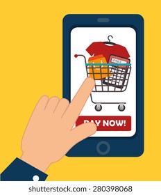 Shopping design over yellow background, vector illustration.