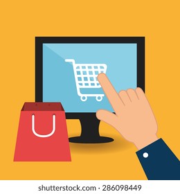 Shopping design over yellow background, vector illustration.