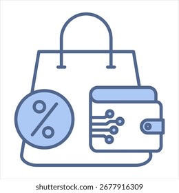 Shopping Discount Blue Icon Vector Illustration