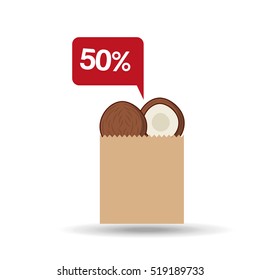 shopping discount coconut fruit icon design vector illustration eps 10