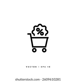Shopping Discount Icon. Editable Stroke