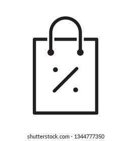 Shopping discount icon. Stroke outline style. Vector. Isolate on white background.