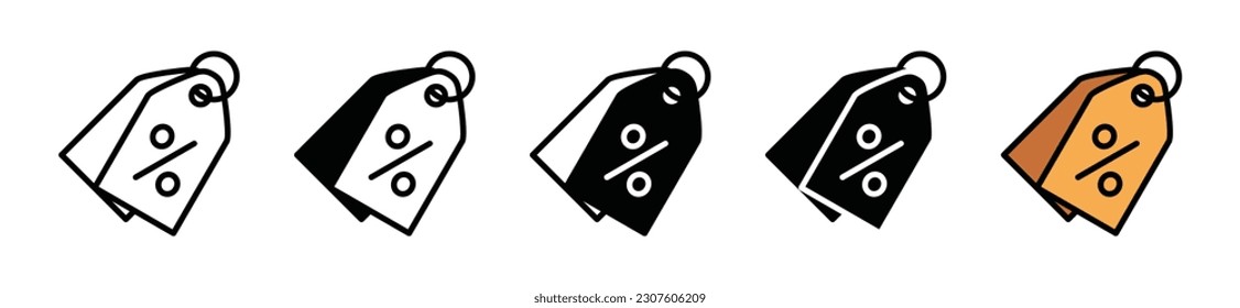 Shopping discount label icon in thin line, flat, and color style on white background with editable stroke. Starburst with percentage symbol. Sale, badge, star, price, label, award. Vector illustration