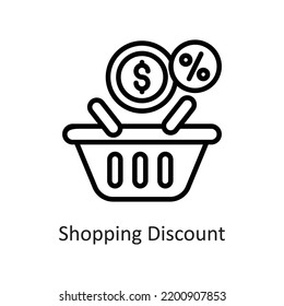 Ilustración de diseño de icono del vector de contorno de descuento de compras en fondo blanco. Archivo EPS 10