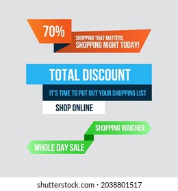 shopping and discount simple banner set