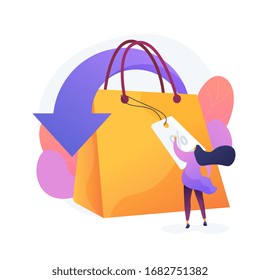 Shopping Discounts And Allowances Cartoon Web Icon. Selling Price Reduction, Retail Sales, Creative Marketing. Special Offer, Customer Attraction Idea. Vector Isolated Concept Metaphor Illustration