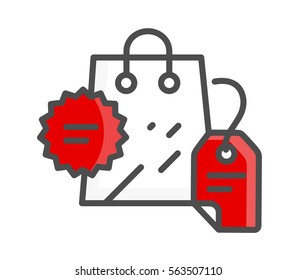 Shopping discounts vector linear icon