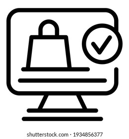Shopping done icon. Outline shopping done vector icon for web design isolated on white background