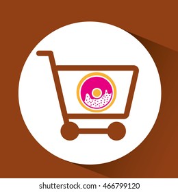 shopping donuts, fresh bakery products, vector illustration