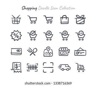 Shopping doodle icon collection