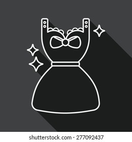shopping dress flat icon with long shadow, line icon