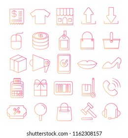 shopping and e commerce icons red line design