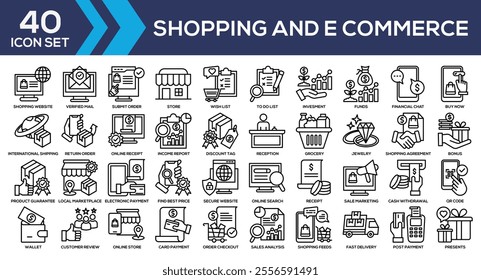 Shopping and E Commerce Line Icon Set Collection