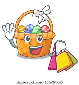 Shopping easter basket isolated in the character