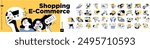 Shopping and ecommerce concept illustrations. Vector illustrations of online shopping, ecommerce, sale, social media, internet marketing, online store, for graphic and web design.