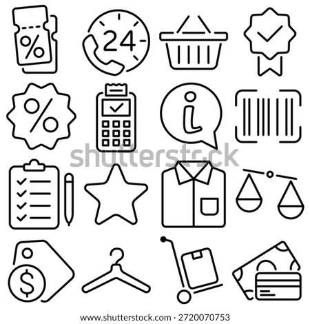 Shopping and E-commerce Essentials Icon Set Outline Style (Part 2)