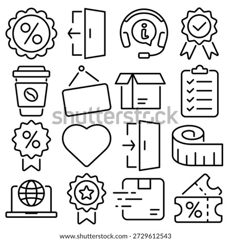 Shopping and E-commerce Essentials Icon Set Outline Style (Part 8)