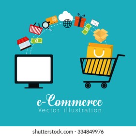 Shopping And Ecommerce Graphic Design With Icons, Vector Illustration.