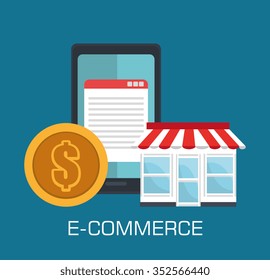 Shopping and ecommerce graphic design with icons, vector illustration