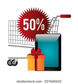 Shopping and ecommerce graphic design, vector illustration