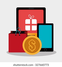 Shopping and ecommerce graphic design, vector illustration