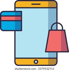 Icono de compras y comercio electrónico. Icono de compra móvil
