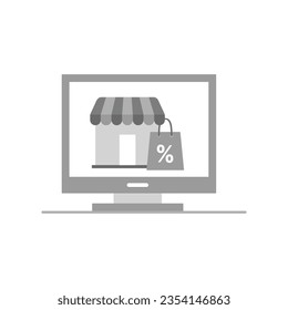 Shopping  E-commerce icon. Online shopping and delivery elements. E-business symbol. store object, payment method and online store, phone, store, trolley