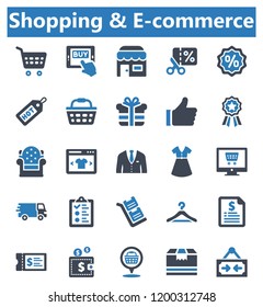 Shopping & E-commerce Icon Set - 1 (Blue Series)