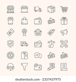 Shopping and ecommerce icon set