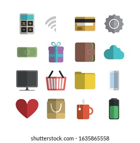 Shopping and ecommerce icon set design of Commerce market store shop retail buy paying banking and consumerism theme Vector illustration