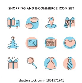 Shopping- und E-Commerce-Icon Set-Instagram-Lichter