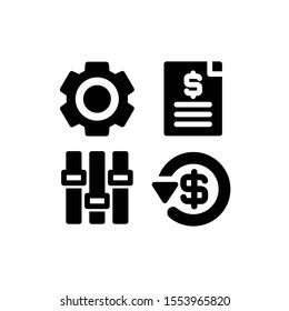 Shopping & E-Commerce Icon Set with  Settings, Gear, Bill and Transaction , Vector illustrations.