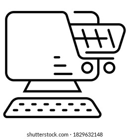 Ilustración vectorial de icono de comercio electrónico de compras