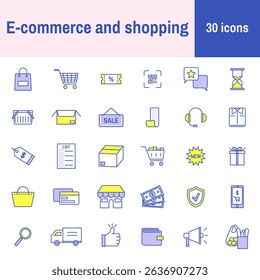 Shopping ecommerce icons collection in modern design style