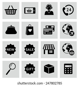 Shopping and e-commerce icons set 1. Vector