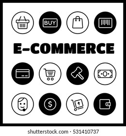 Shopping and E-commerce icons set. Shopping business e-commerce delivery icons