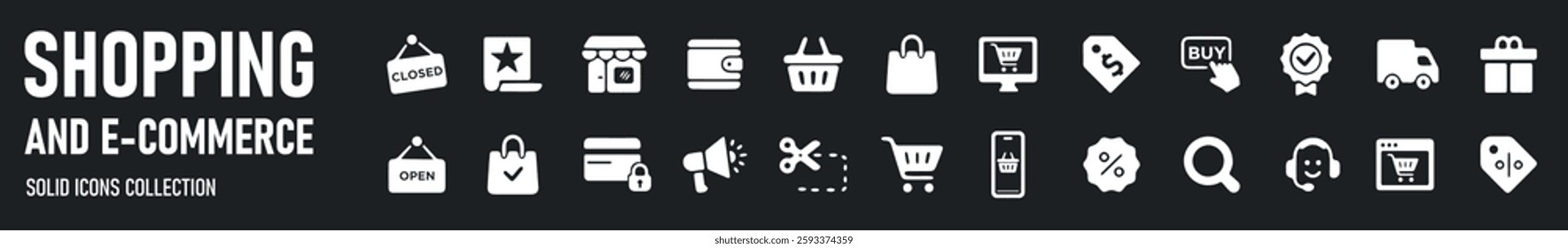 Shopping and E-Commerce icons set. E-Commerce, Shopping, Shop, Payment flat icon. E-Business and Online Shopping symbols. Vector